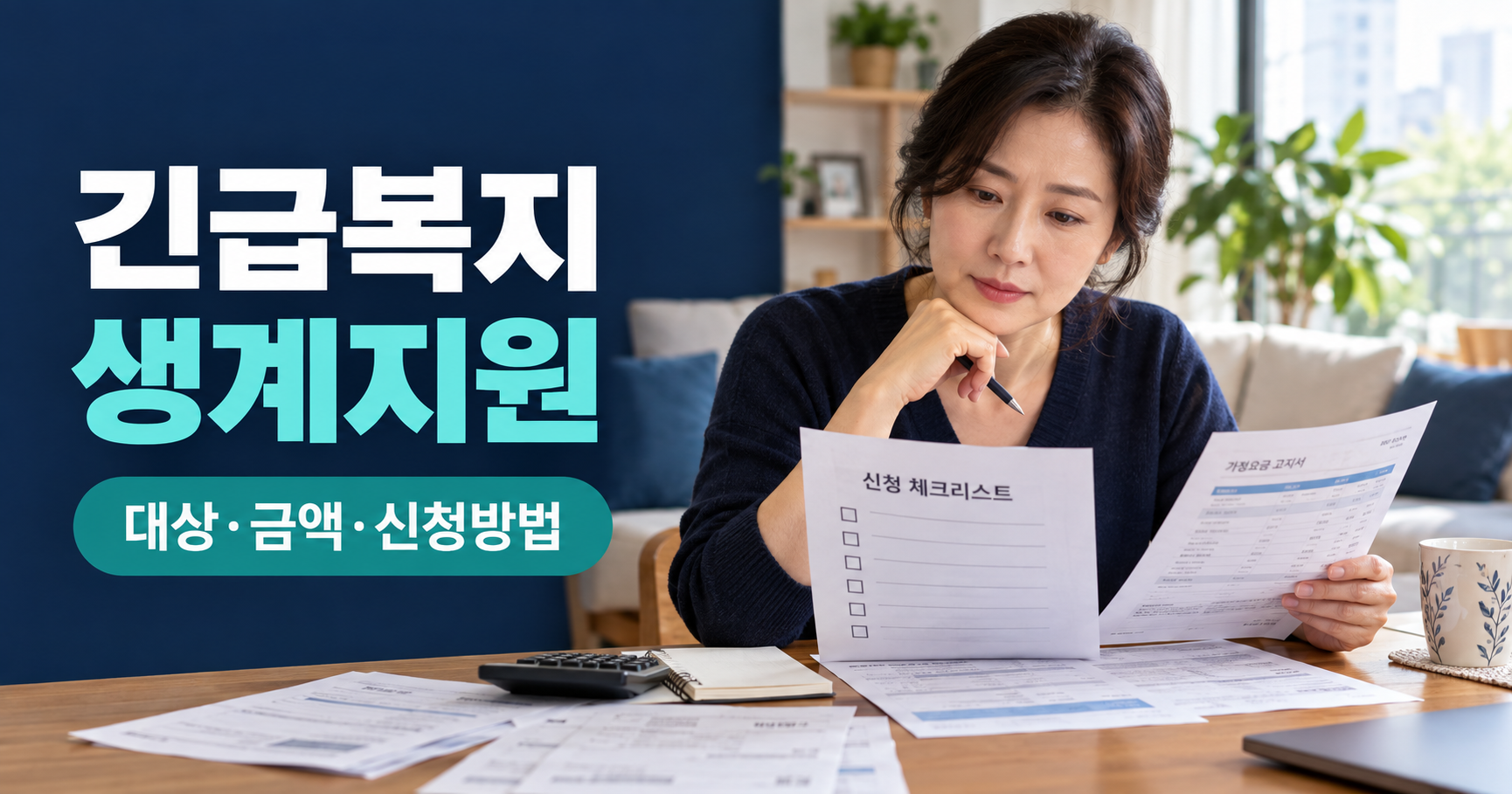 2026 긴급복지 생계지원 신청방법|대상 조건·지원금액·재산 기준·주민센터 접수