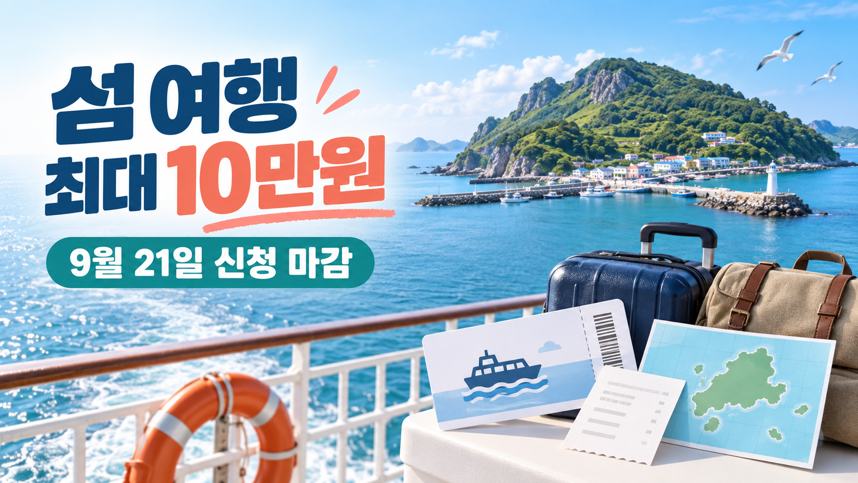 섬 여행 최대 10만원 지원 9월 21일 신청 마감 안내