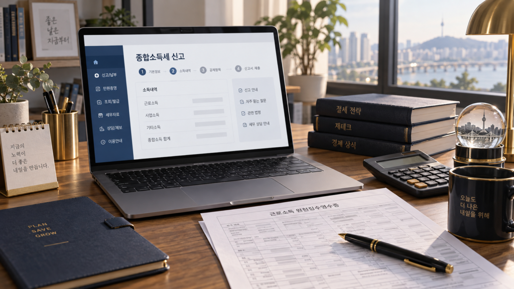 근로소득 원천징수영수증을 확인하는 직장인