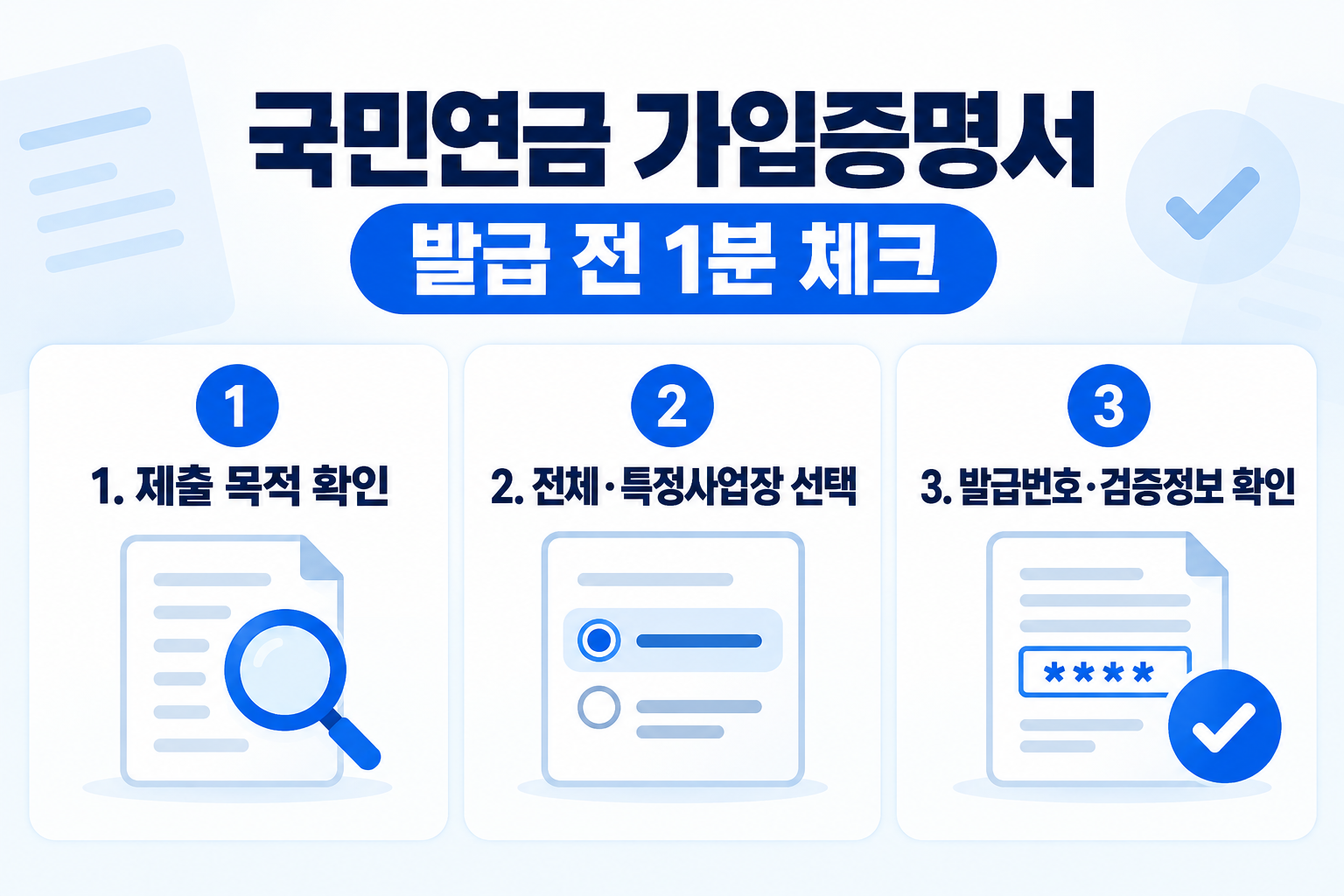 국민연금 가입증명서 발급 전 1분 체크 카드