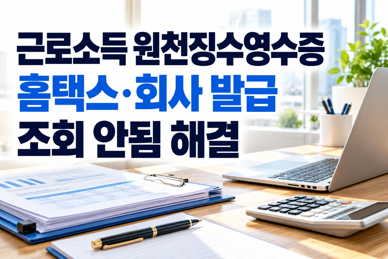 근로소득 원천징수영수증 발급방법 홈택스 회사 발급과 조회 안됨 해결